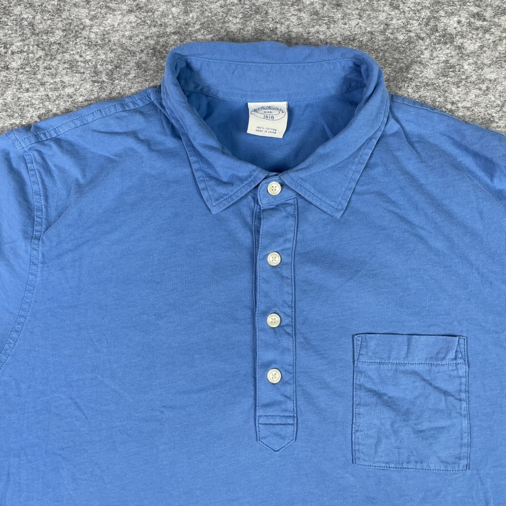 Brooks Brothers Polo Shirt Mens XXL Blue 1818 Short Sleeve Pocket Jersey Cotton